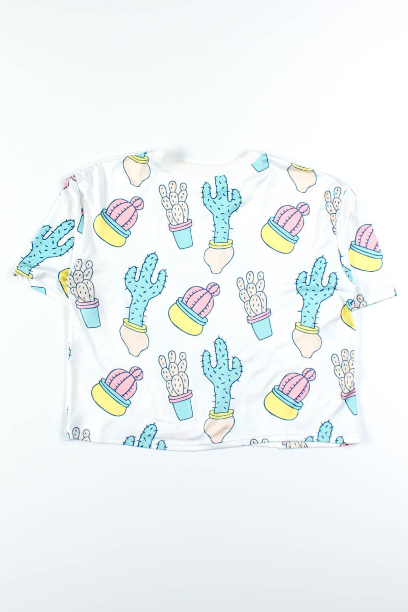 Cartoon Cacti Elastic T-Shirt