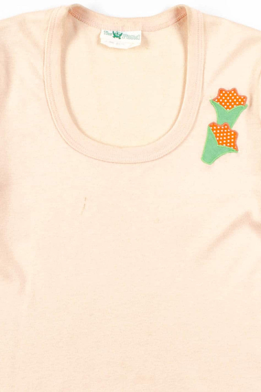 Peach Floral Patch Vintage T-Shirt