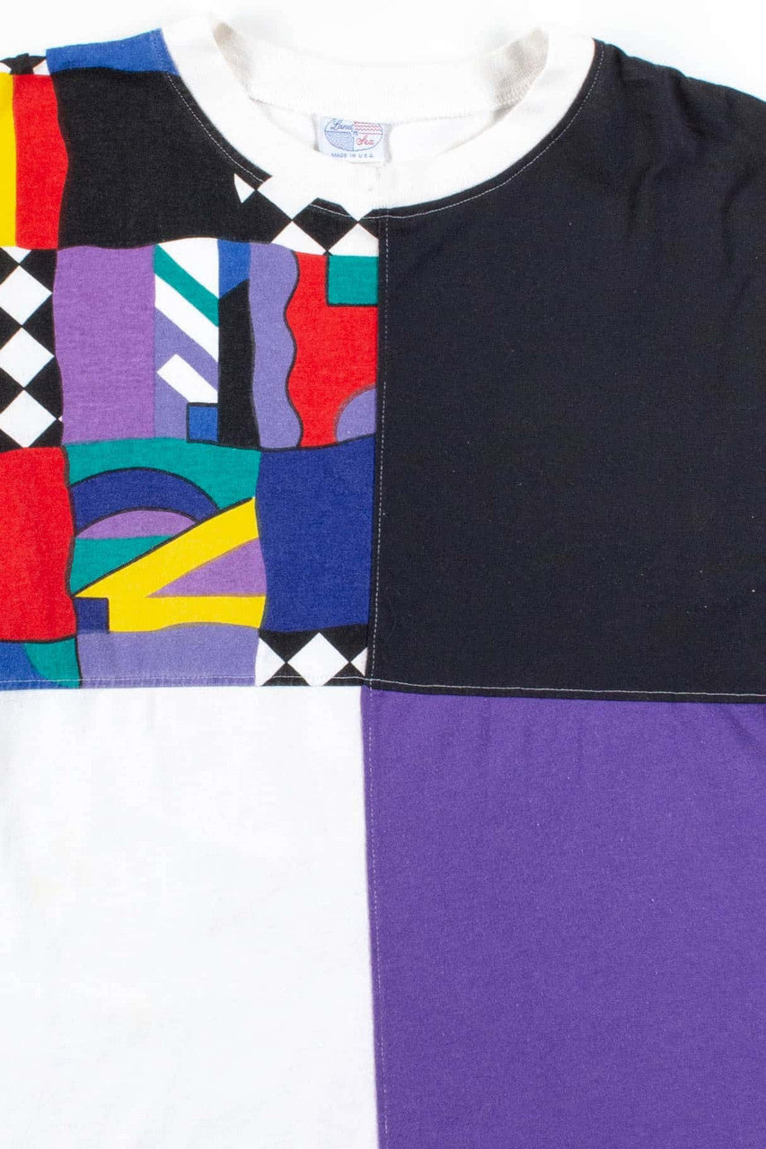 Geometric Color Block Vintage T-Shirt