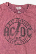 Burgundy Stone Washed AC/DC Band T-Shirt