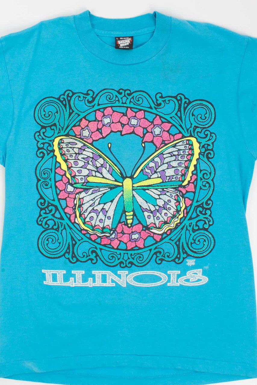 Illinois Neon Butterfuly T-Shirt (Single-Stitch)