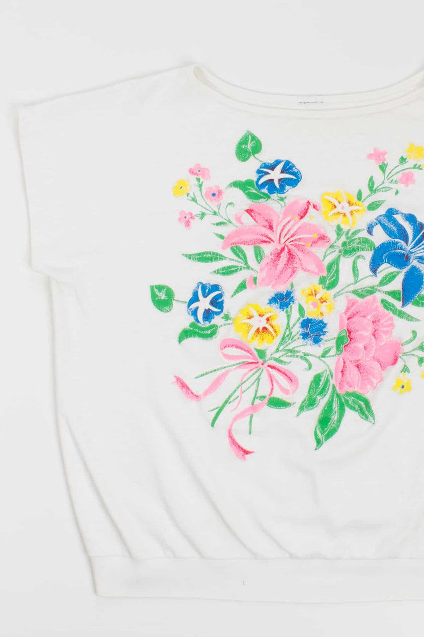 Neon Floral Sleeveless T-Shirt