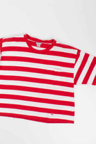 Red Striped Cropped Pocket Tee