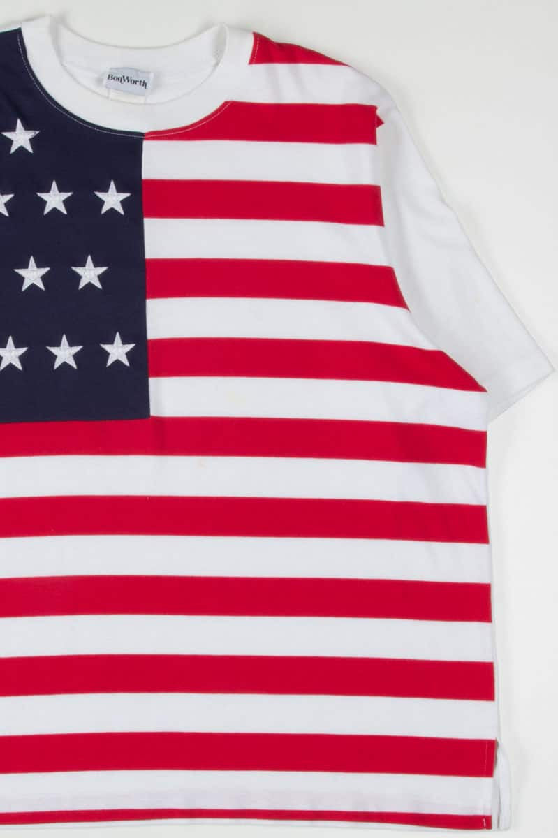 Vintage Embroidered US Flag T-Shirt