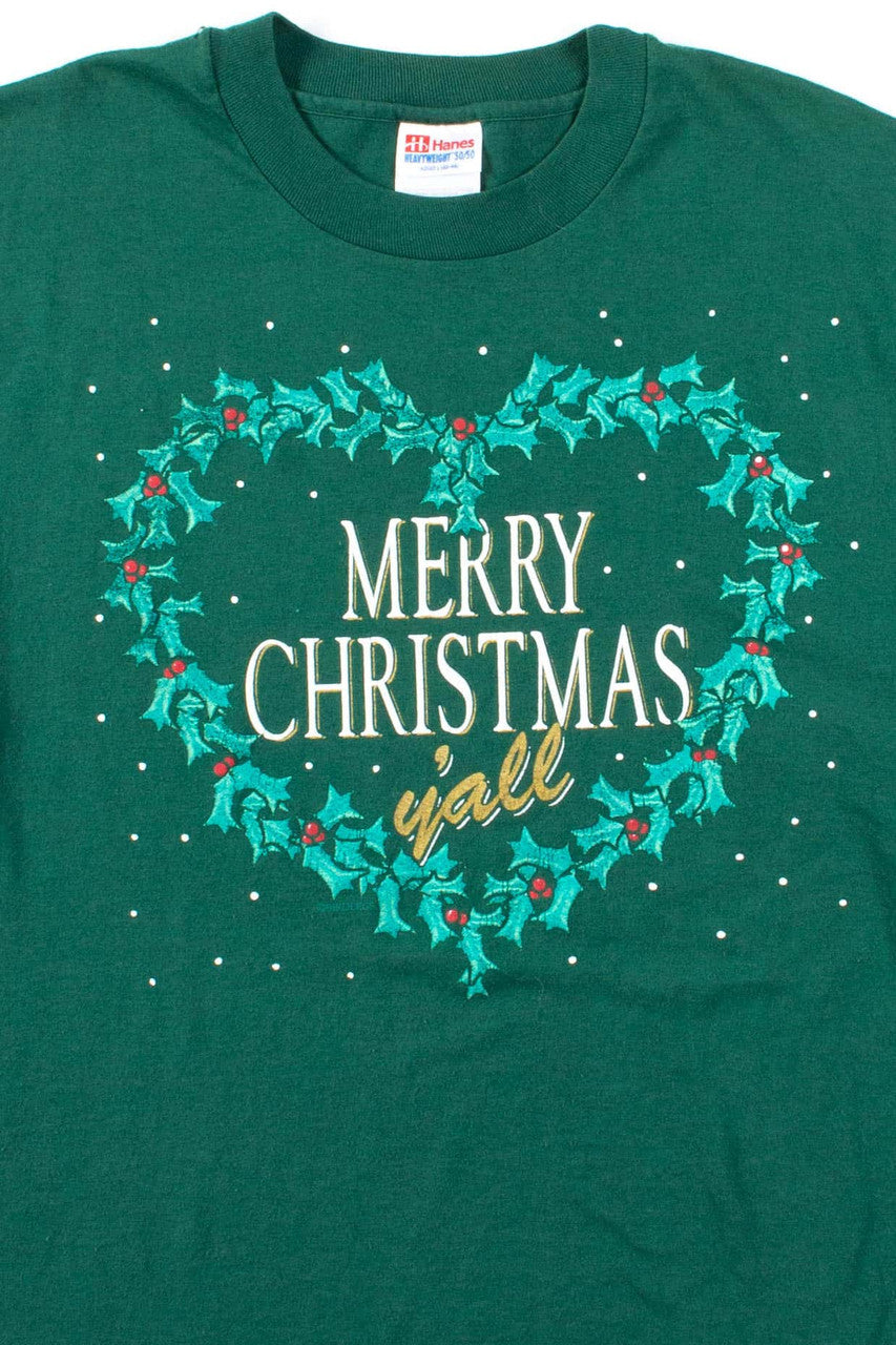 Merry Christmas Y'all T-Shirt (Single Stitch)