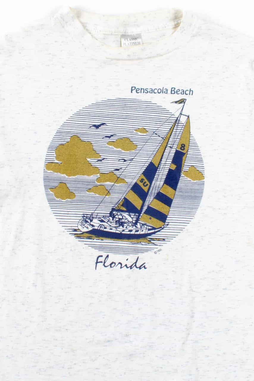 Pensacola Beach Sailboat T-Shirt (Single Stitch)