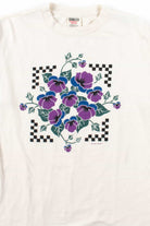 Purple Floral Checkerboard T-Shirt (1994, Single Stitch)