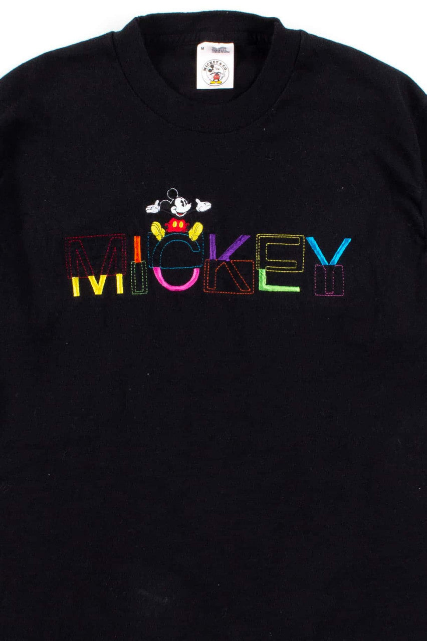 Mickey Black Multicolor T-Shirt (Single Stitch)