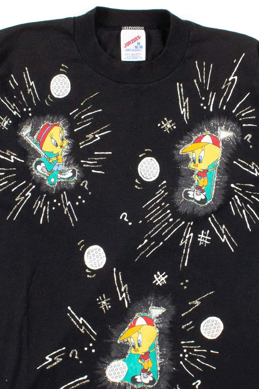 Tweety Bird Golf Applique T-Shirt (Single Stitch)