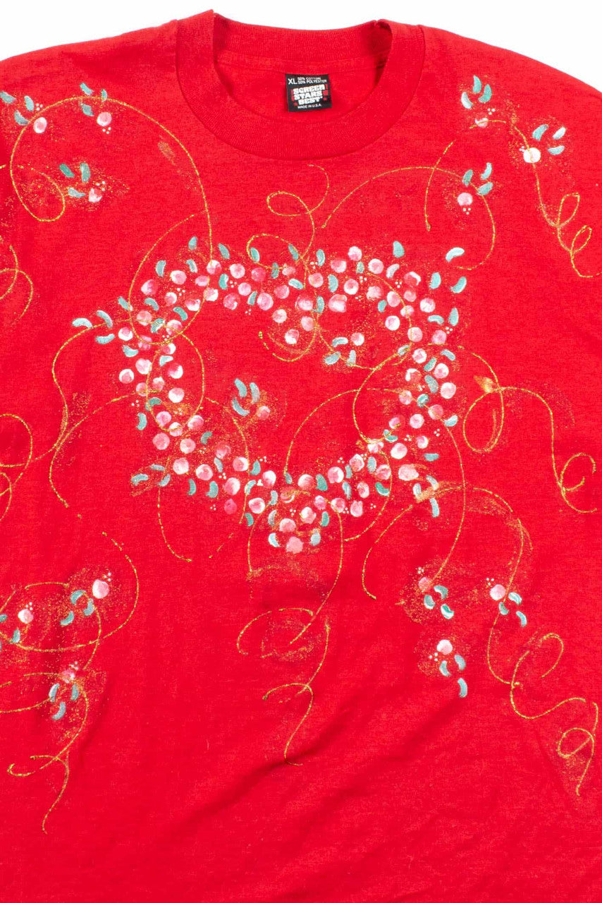 Floral Glitter Painted T-Shirt (Single Stitch)