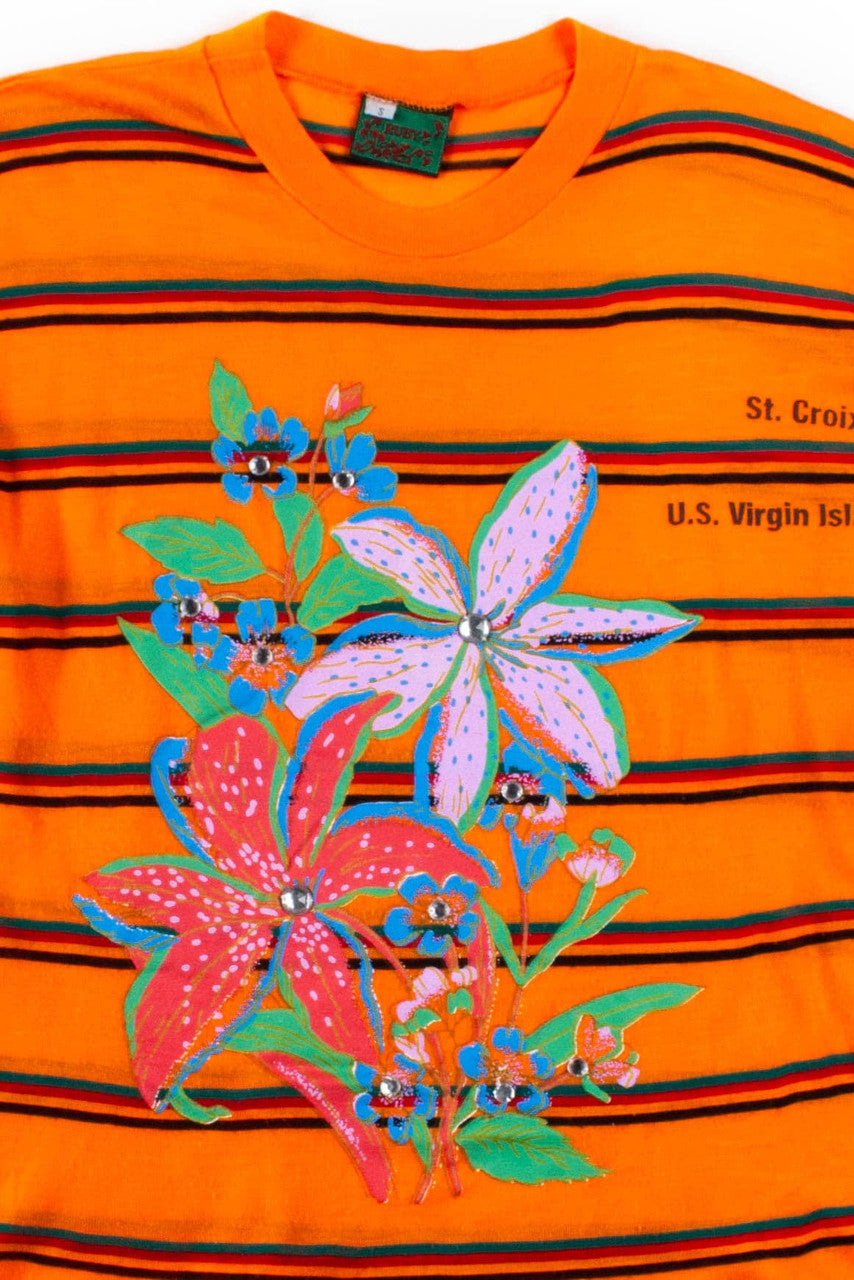 Orange Striped St. Croix T-Shirt (Single Stitch)