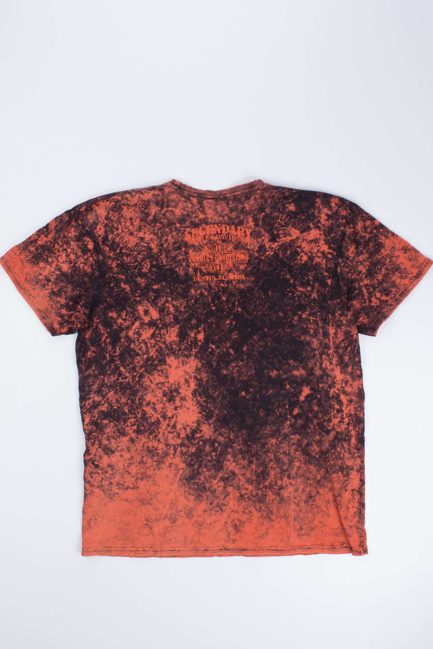 Red Acid Washed Harley Davidson T-shirt