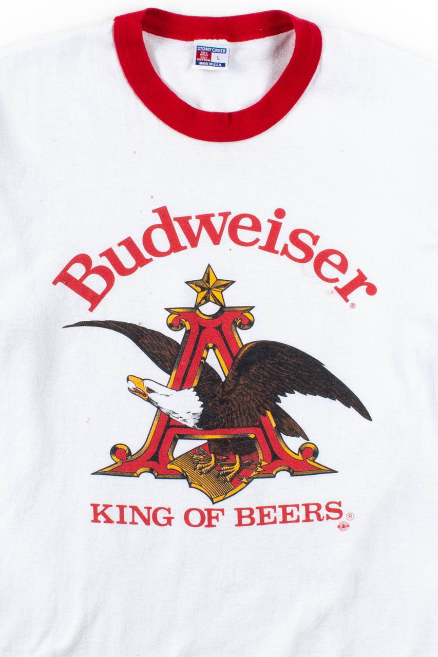 Budweiser King Of Beers Ringer T-Shirt (Single Stitch)