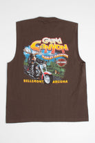 Brown Sleeveless Harley Davidson Tee
