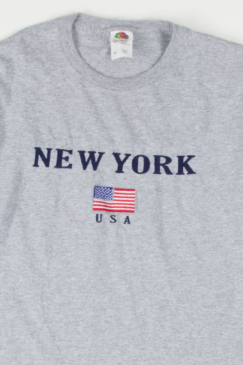 Embroidered New York USA Souvenir T-Shirt