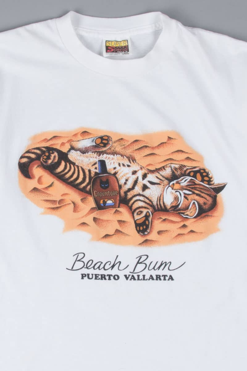 Tanning Kitty Beach Bum Puerto Vallarta Souvenir T-Shirt