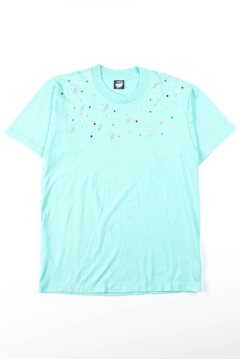 Beaded Aquamarine Tee