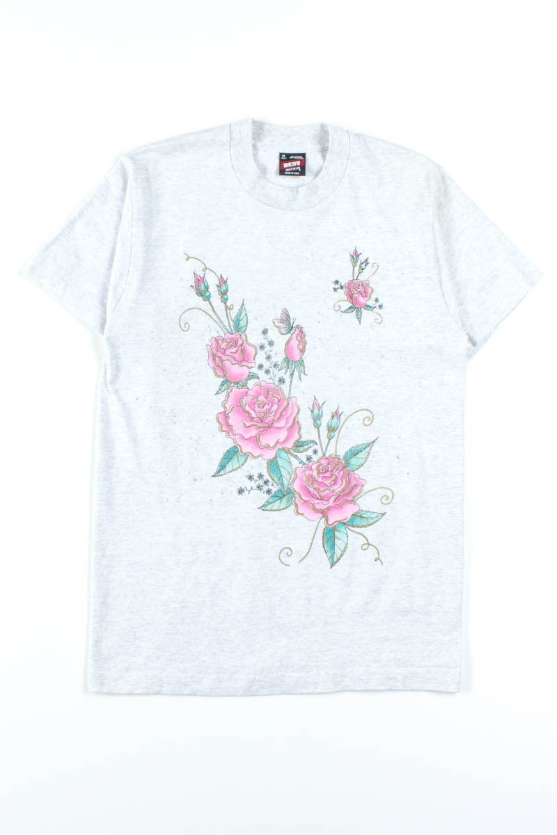 Pink Floral Glitter T-Shirt