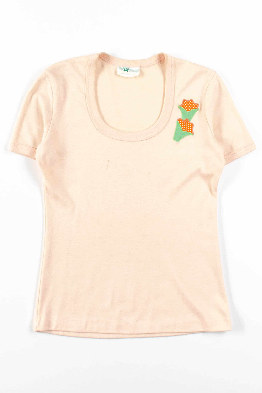 Peach Floral Patch Vintage T-Shirt