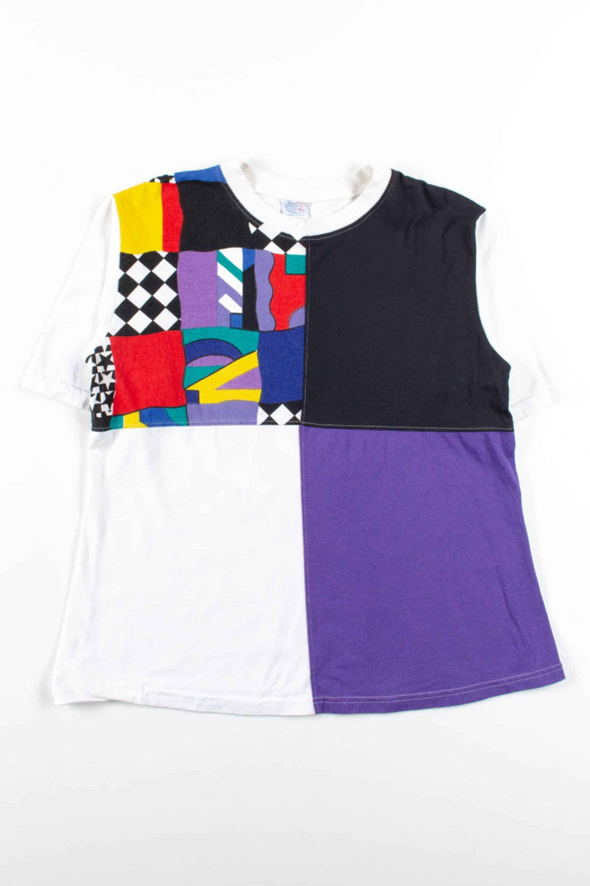 Geometric Color Block Vintage T-Shirt