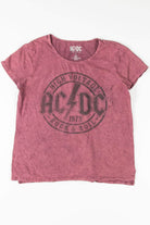 Burgundy Stone Washed AC/DC Band T-Shirt