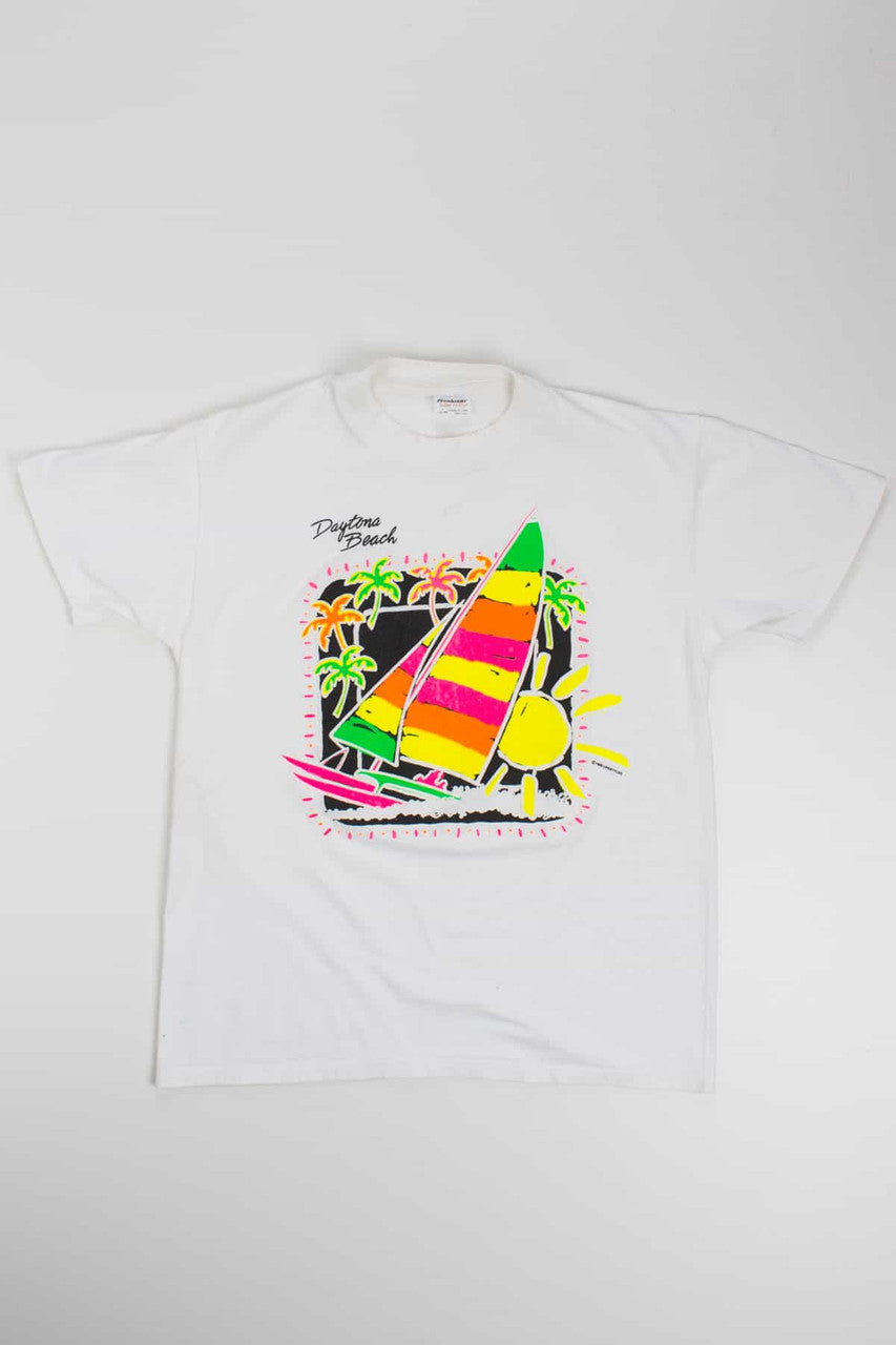 Daytona Beach Neon Sailboat T-Shirt (Single Stitch)