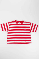 Red Striped Cropped Pocket Tee