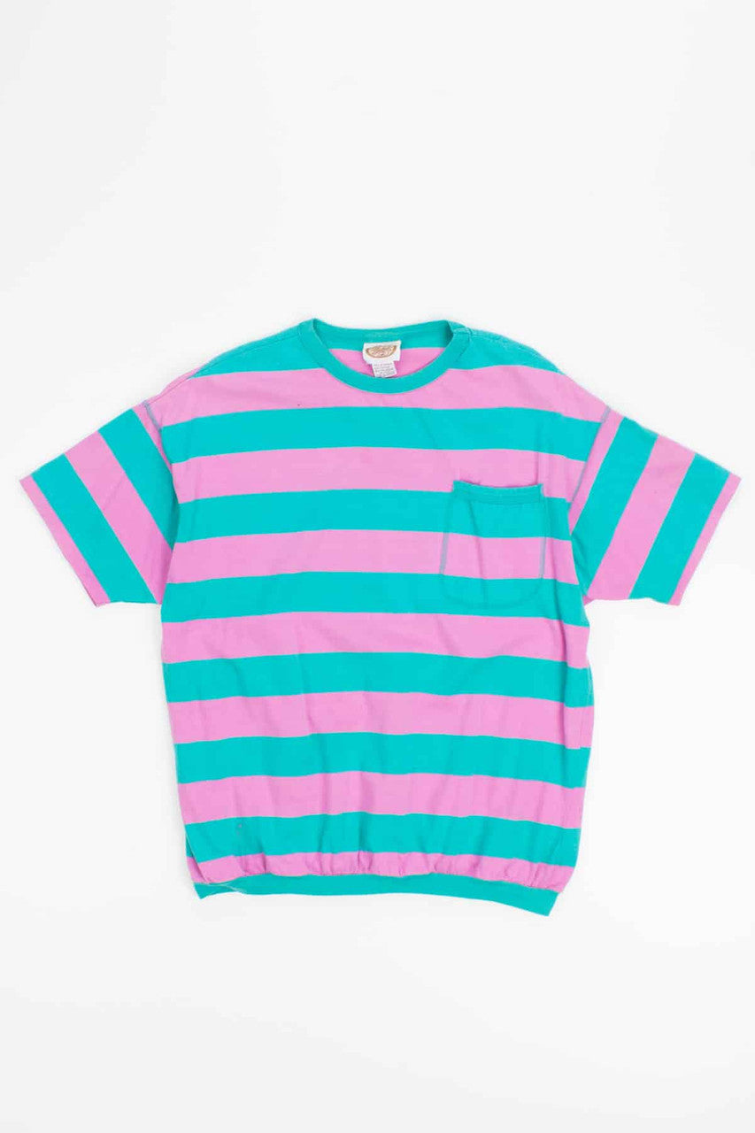 Turquoise and Purple Striped Vintage T-shirt