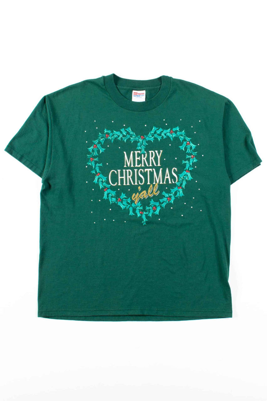Merry Christmas Y'all T-Shirt (Single Stitch)
