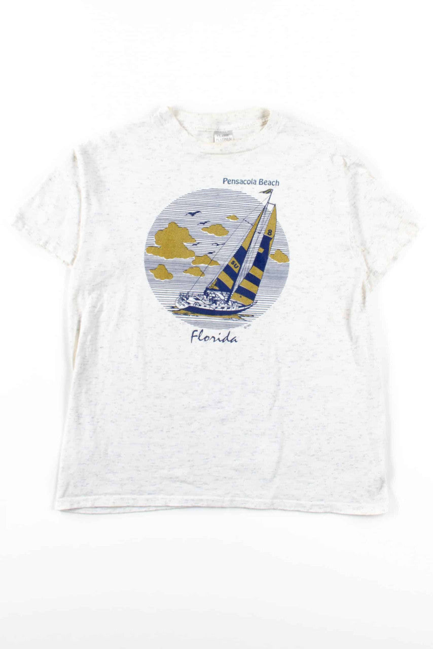 Pensacola Beach Sailboat T-Shirt (Single Stitch)