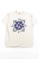 Purple Floral Checkerboard T-Shirt (1994, Single Stitch)