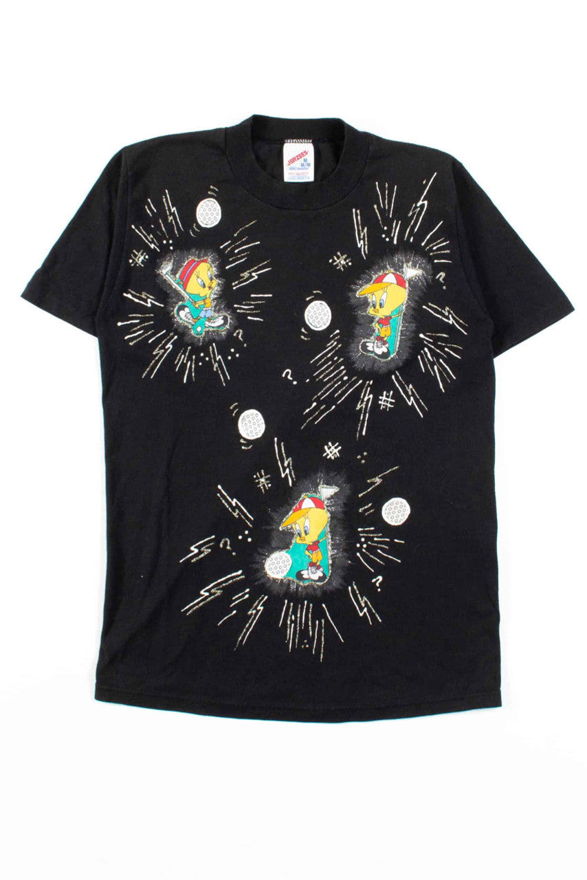 Tweety Bird Golf Applique T-Shirt (Single Stitch)