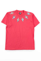 Pink Cactus Applique T-Shirt (Single Stitch)