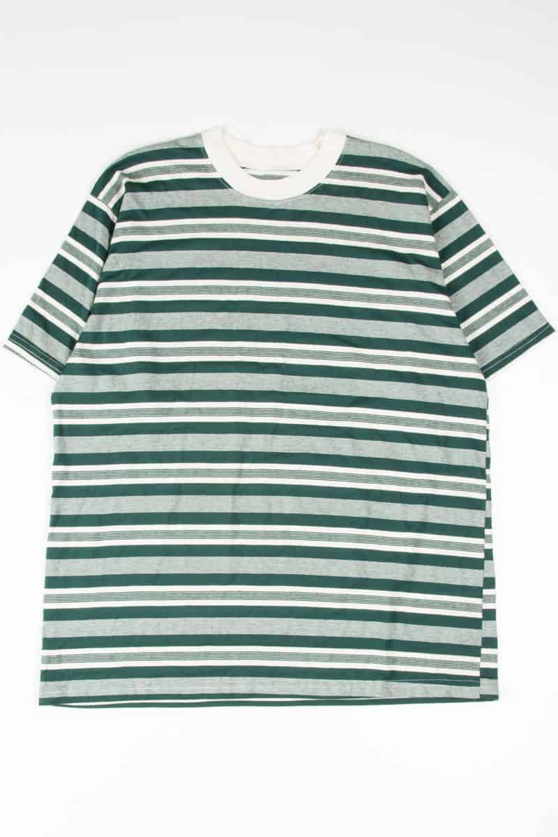 Cream & Green Striped T-Shirt