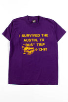 I Survived The Austin, TX "Bus" Trip T-Shirt (1993, Single Stitch)