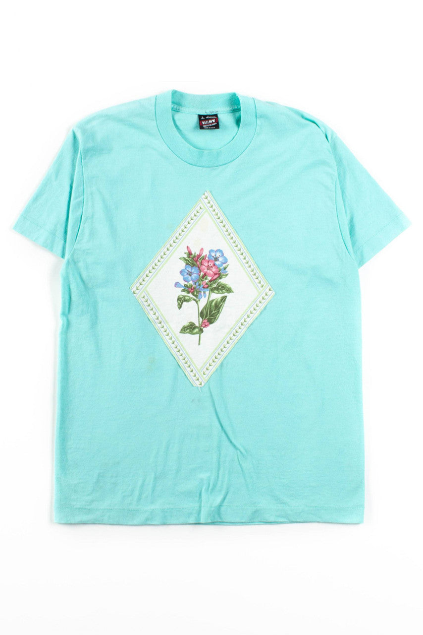 Floral Applique T-Shirt (Single Stitch)