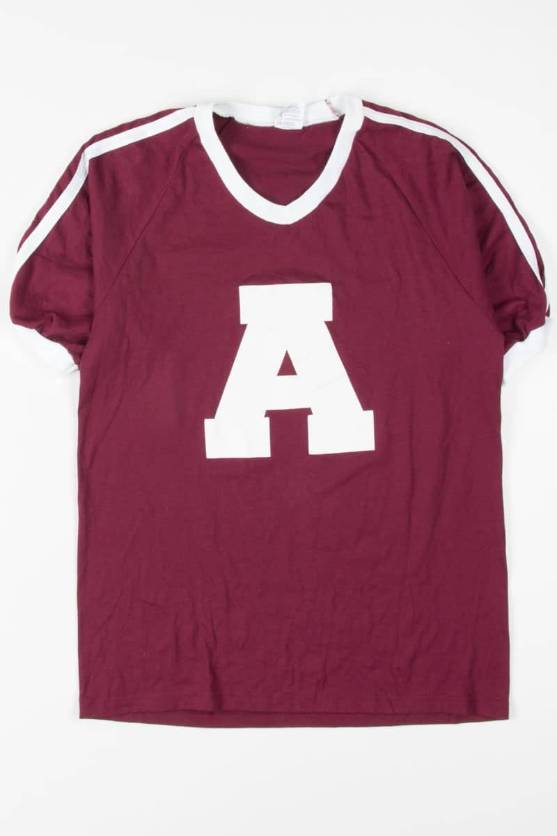 Burgundy Striped Shoulder T-Shirt