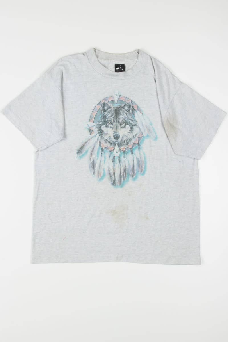 Destroyed Wolf Dreamcatcher T-Shirt (Single Stitch)