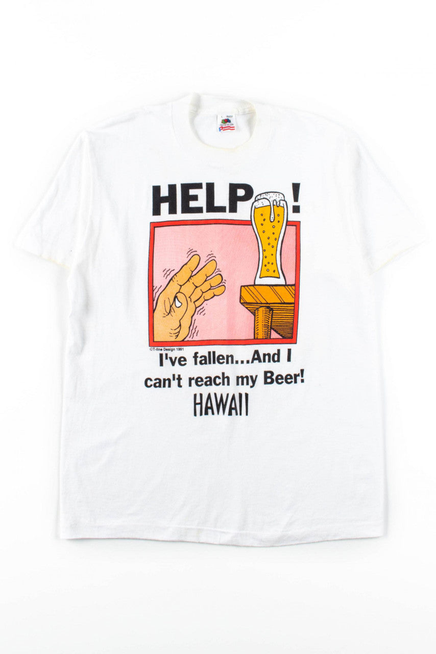 Help! I Can't Reach My Beer T-Shirt (1991, Single Stitch)