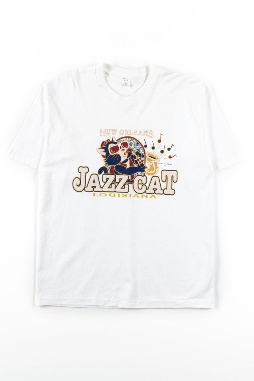 Jazz Cat Louisiana T-Shirt (Single Stitch)