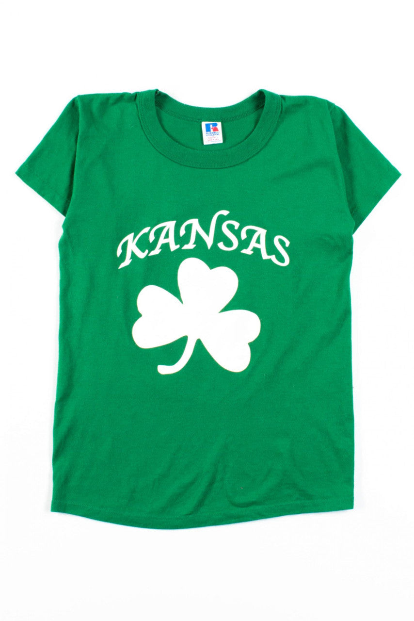 Kansas Shamrock Jayhawks T-Shirt (Single Stitch)