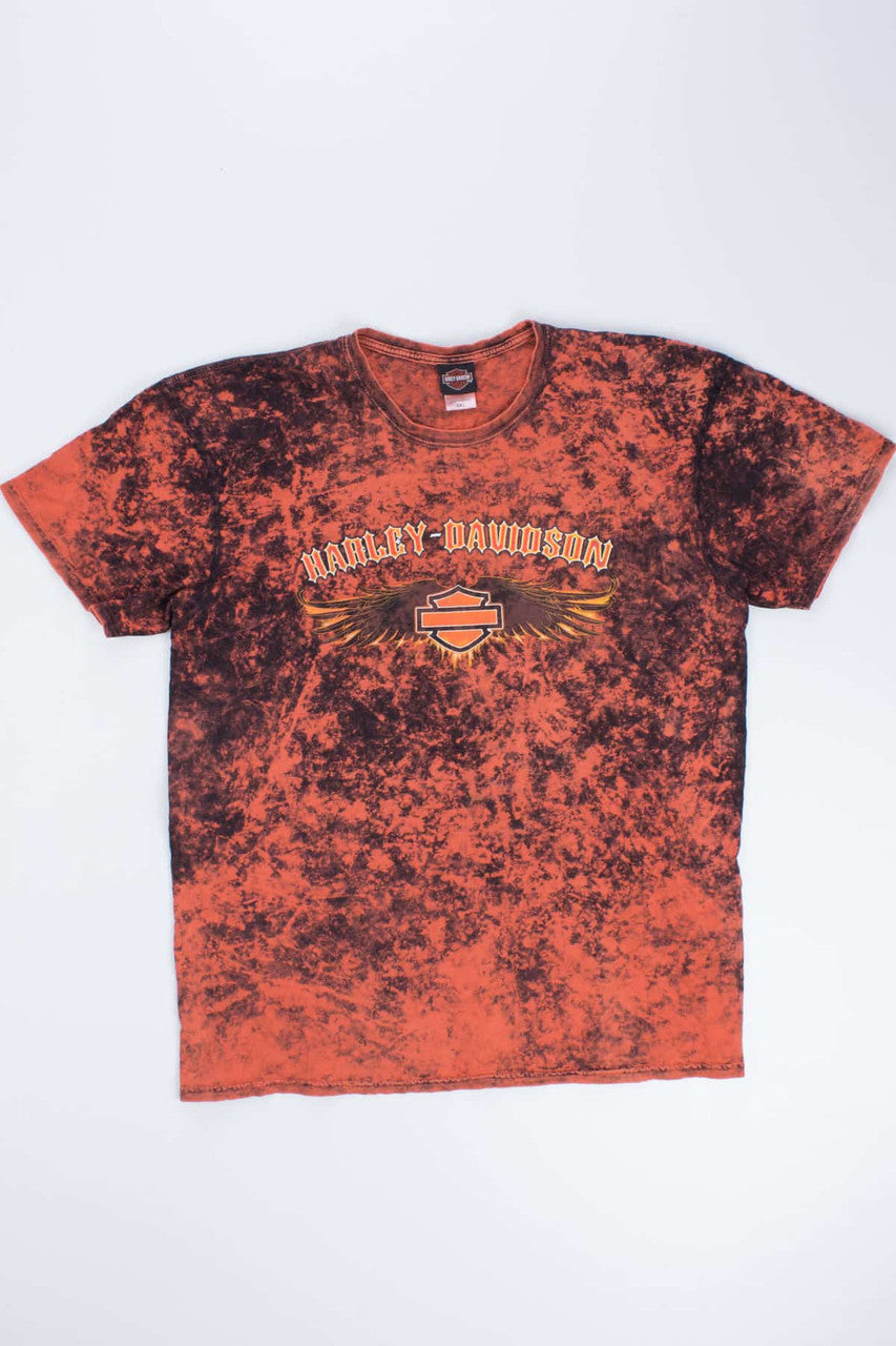 Red Acid Washed Harley Davidson T-shirt