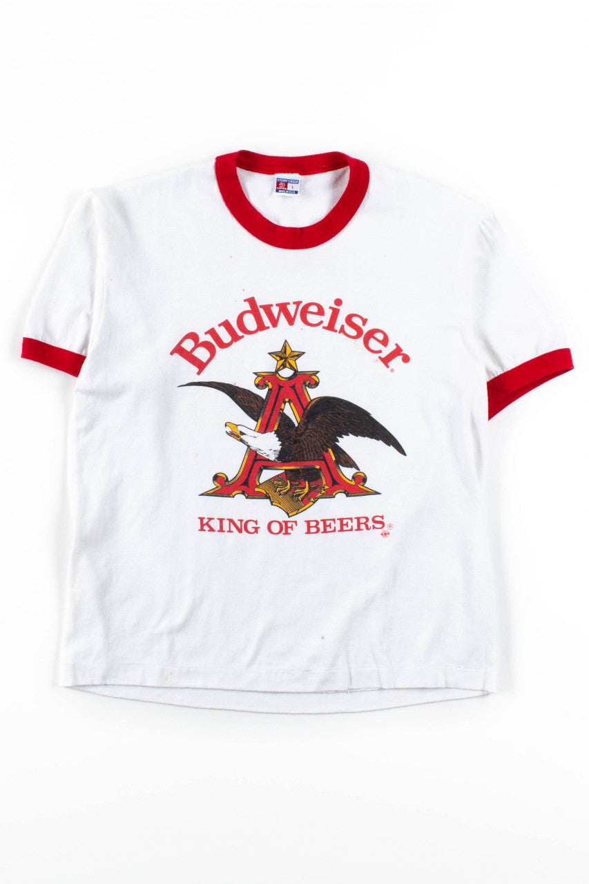 Budweiser King Of Beers Ringer T-Shirt (Single Stitch)
