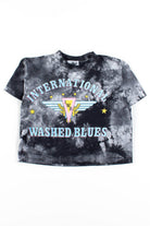 International Washed Blues Tie Dye Cropped T-Shirt (1988, Single Stitch)
