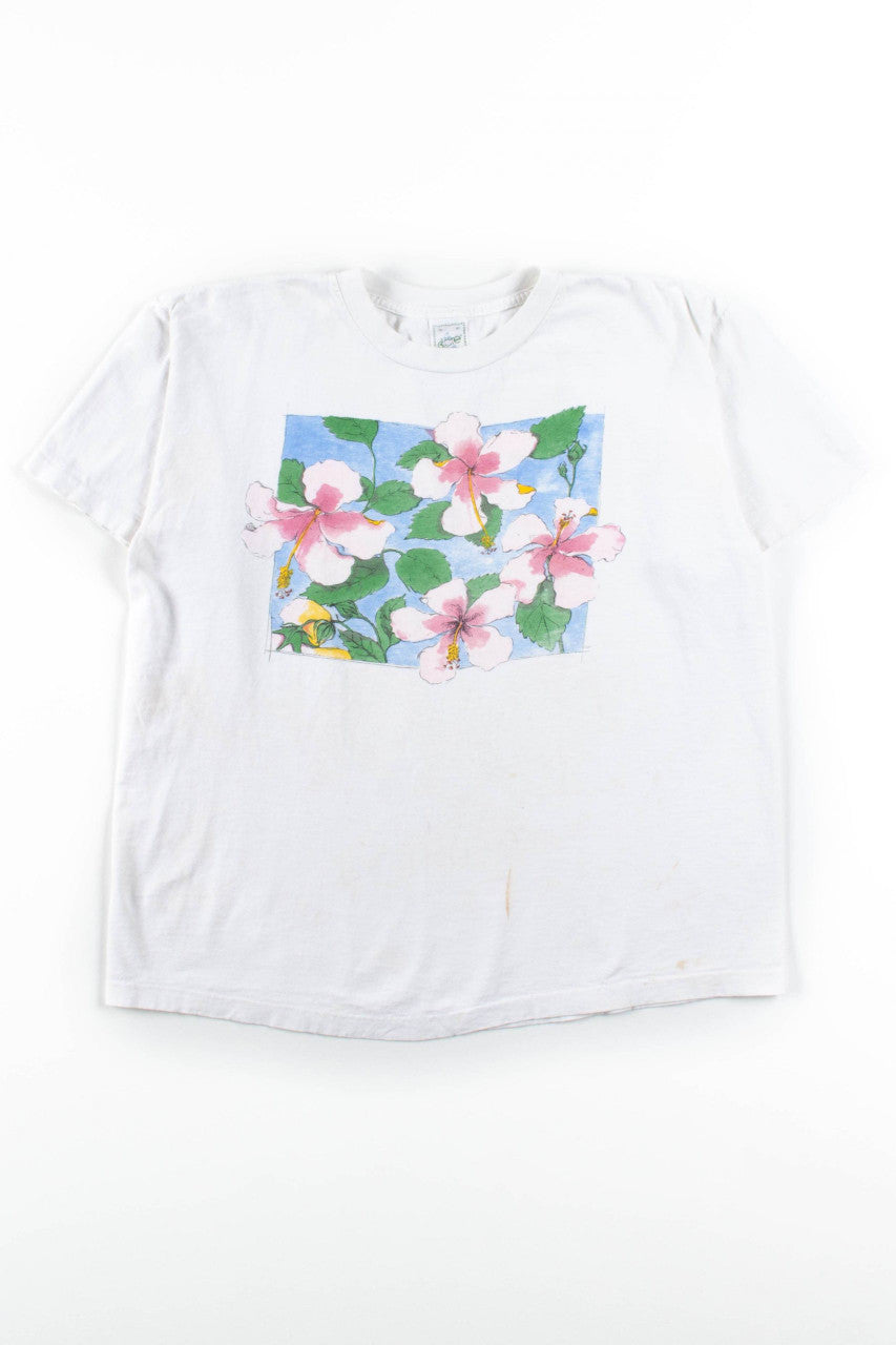 Watercolor Flowers T-Shirt (Single Stitch)