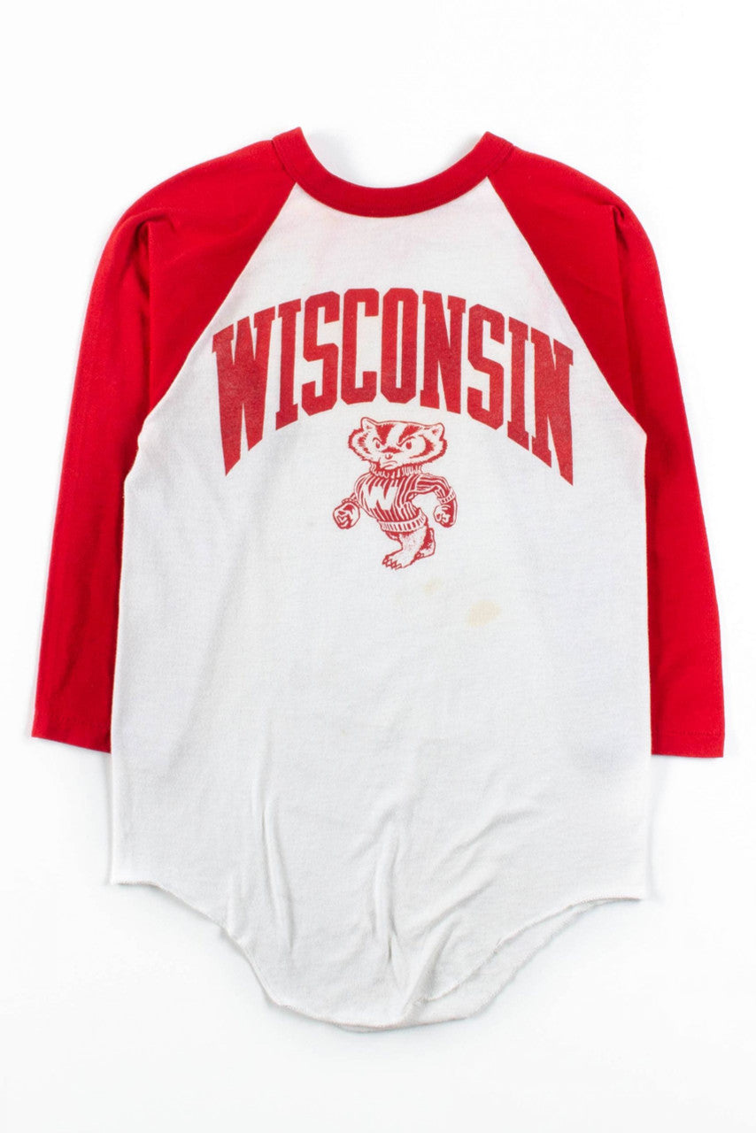Wisconsin Badgers Vintage 3/4 Sleeve T-Shirt (Single Stitch)