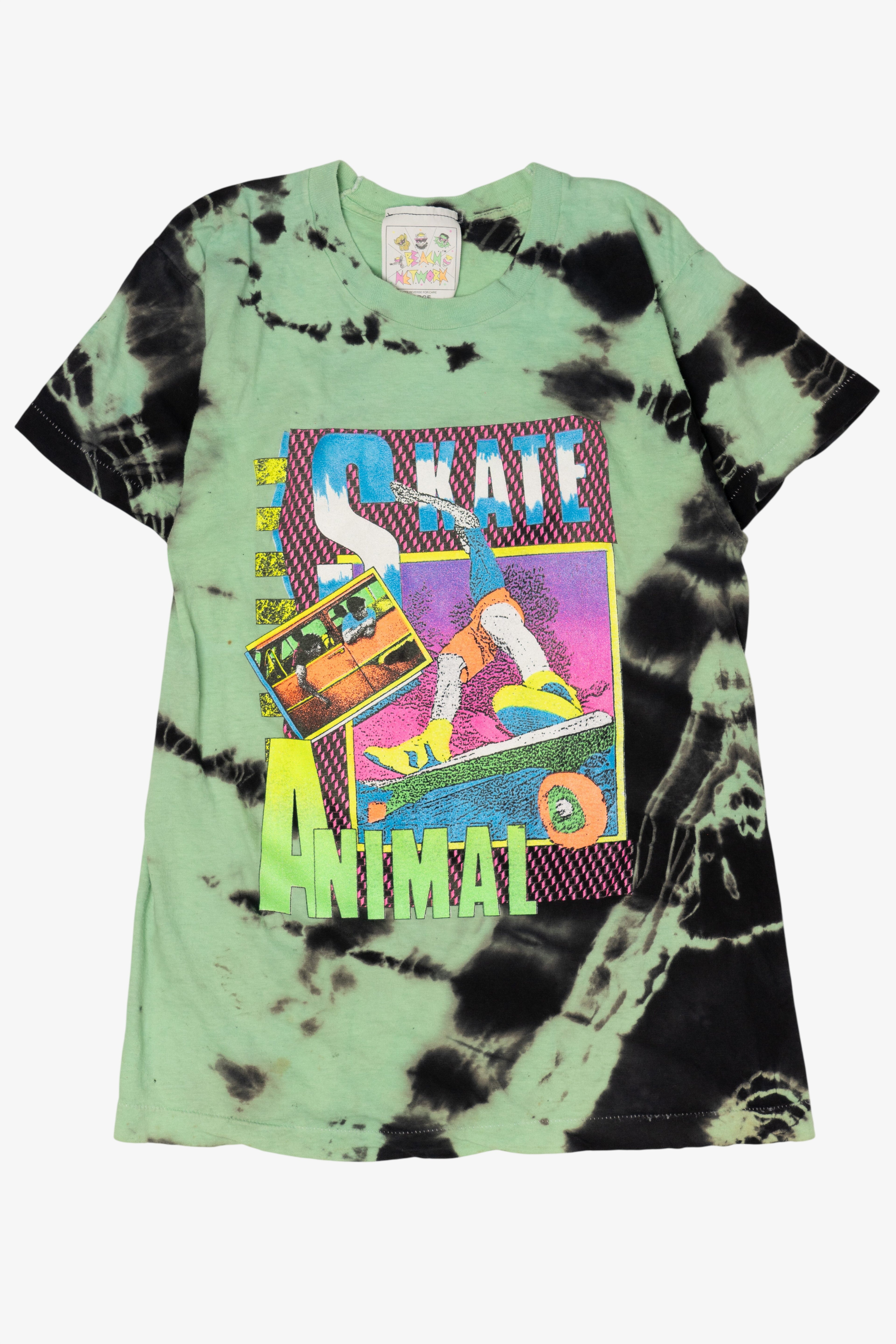 Vintage Green Beach Network "Skate Animal" Tie Dye T-Shirt (1990s)