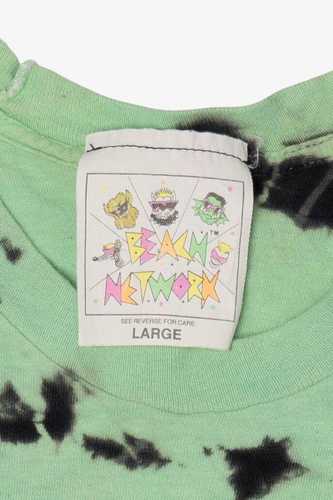 Vintage Green Beach Network "Skate Animal" Tie Dye T-Shirt (1990s)