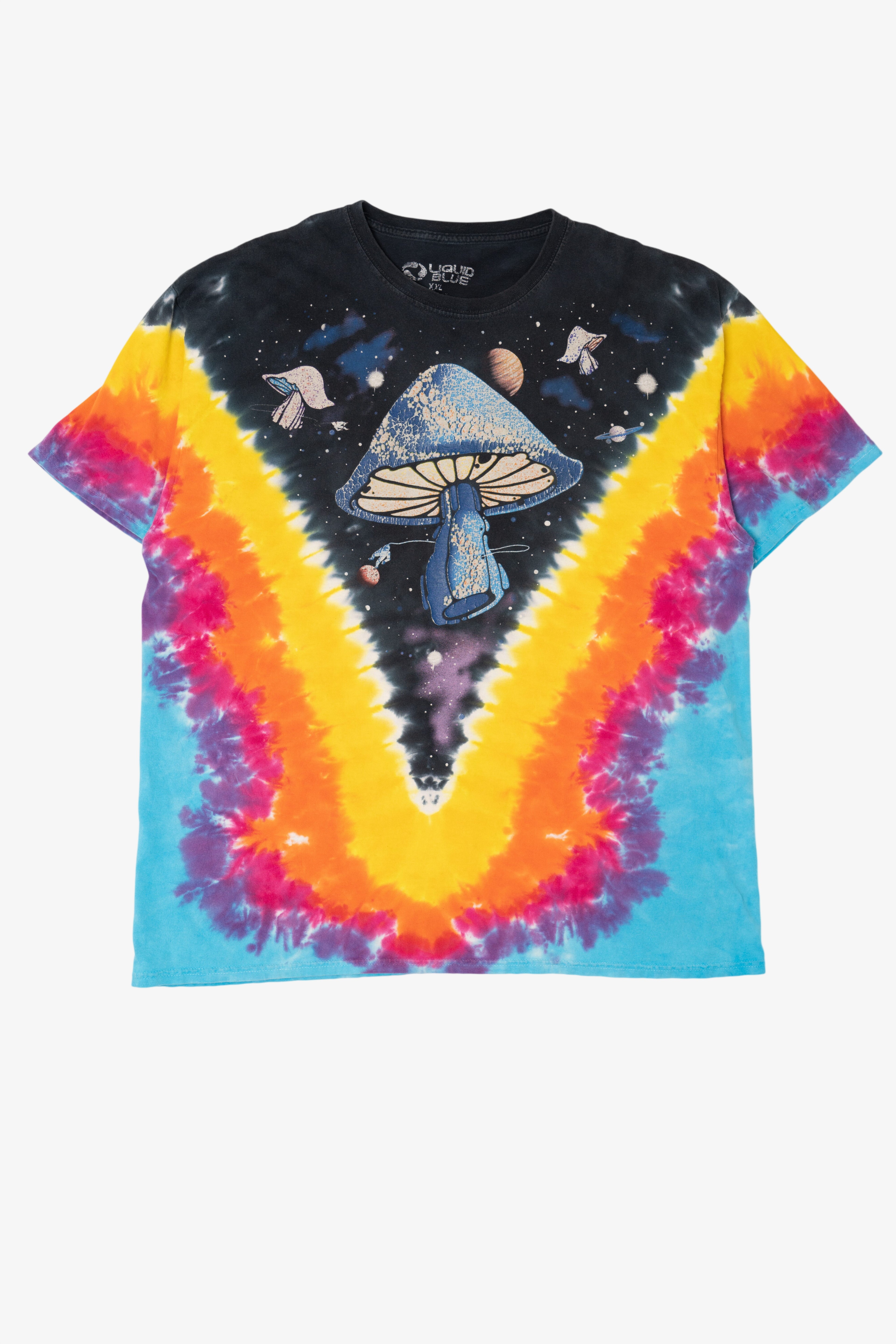 Liquid Blue Mushrooms In Space Tie Dye T-Shirt (2010s)