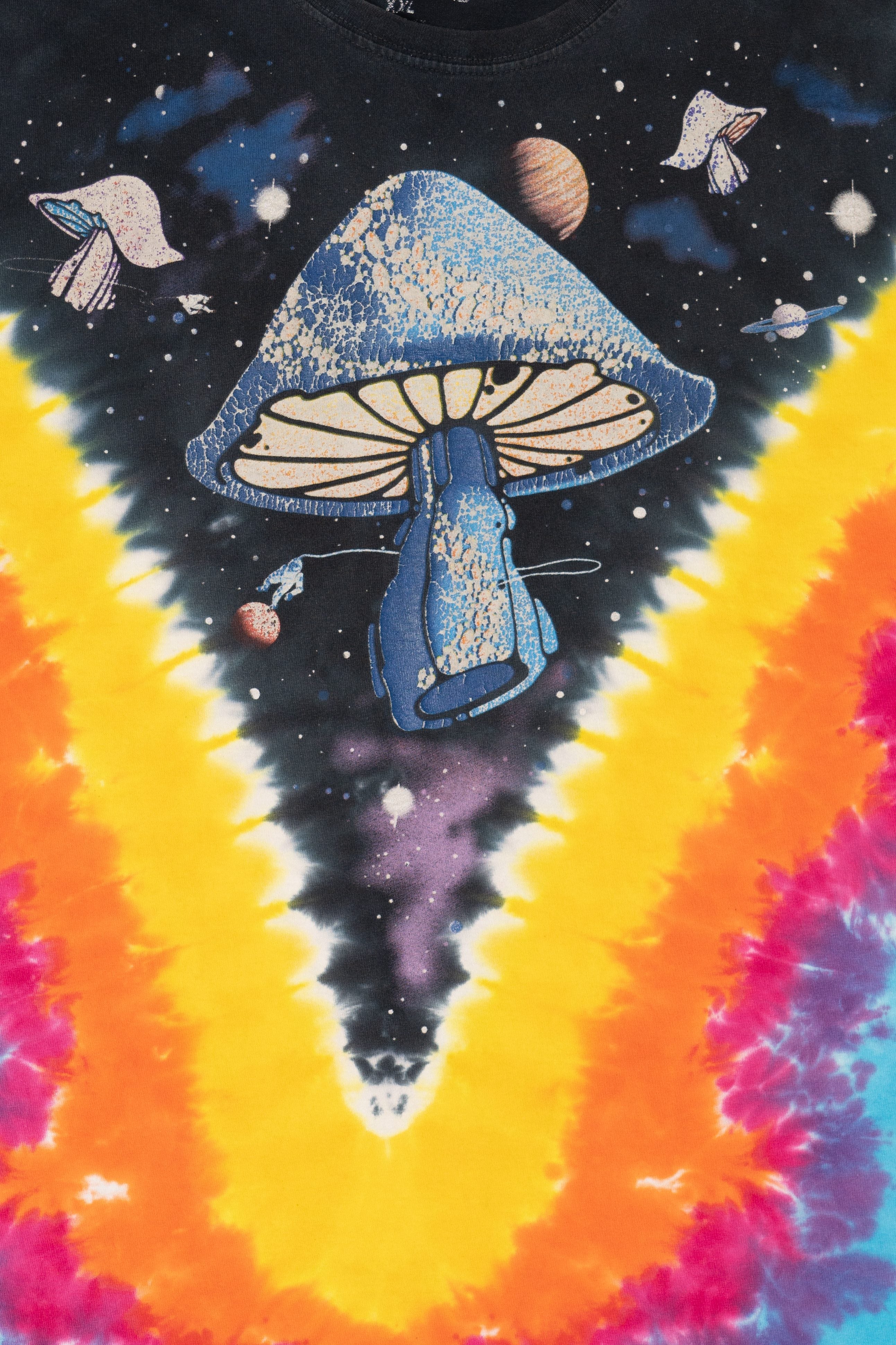 Liquid Blue Mushrooms In Space Tie Dye T-Shirt (2010s)